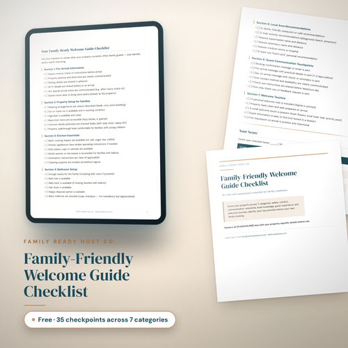 Free Family-Friendly Welcome Guide Checklist, 35 checkpoints across 7 categories