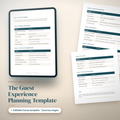The Guest Experience Planning Template, an editable Canva template covering seven stages of the guest journey