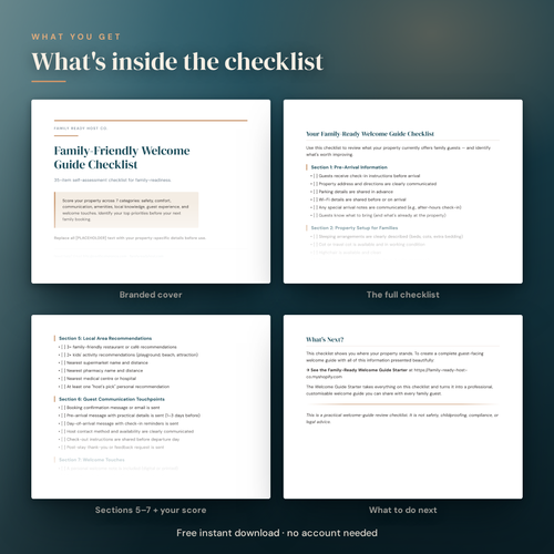 Family-Friendly Welcome Guide Checklist — what's included