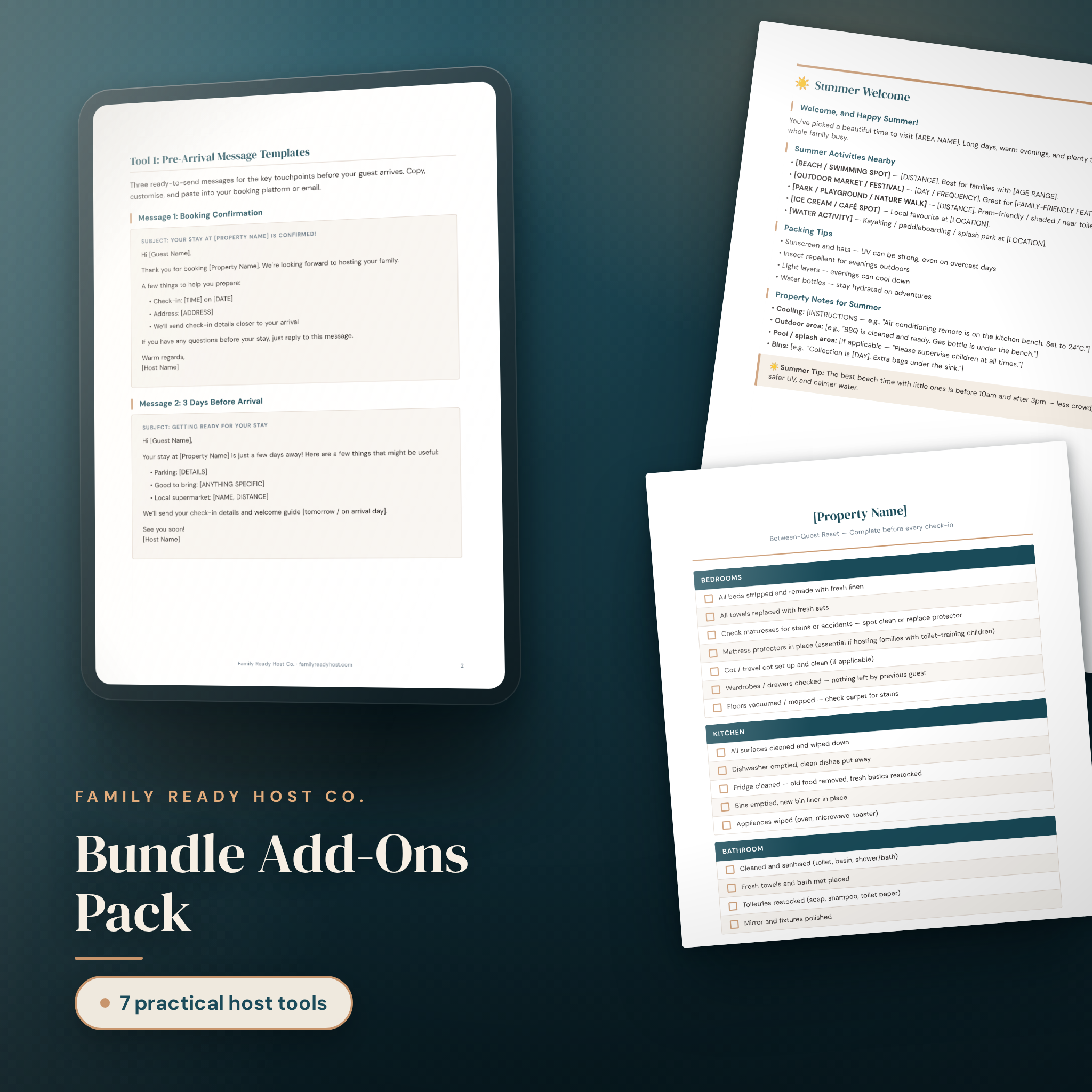 Bundle Add-Ons Pack — editable Canva template shown on tablet and in print